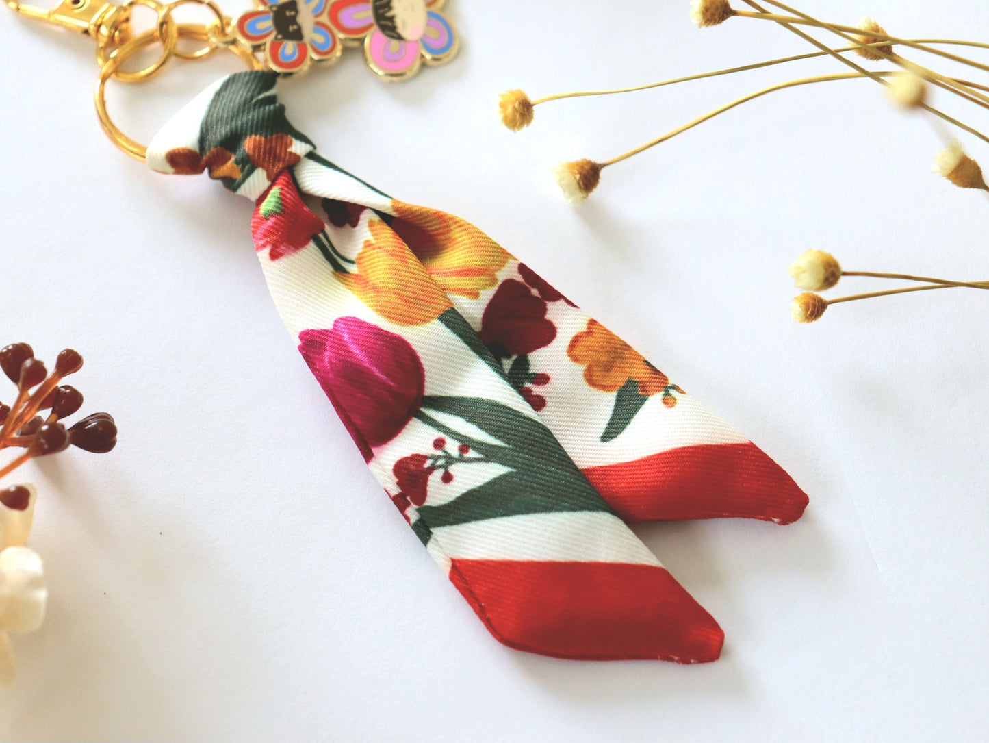 Yeontan and Taehyung Flower Buddies Mini Twilly Scarf Keychain