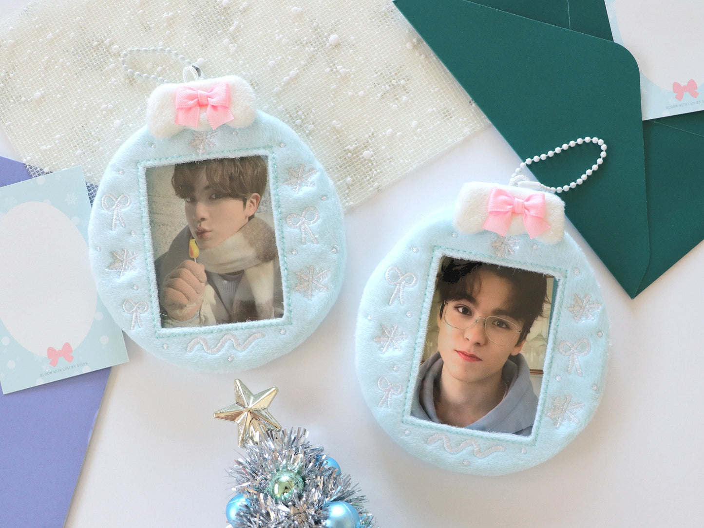 Holiday Set - Stocking Ornament Gift Plush Photocard Holders (1 of ea design)