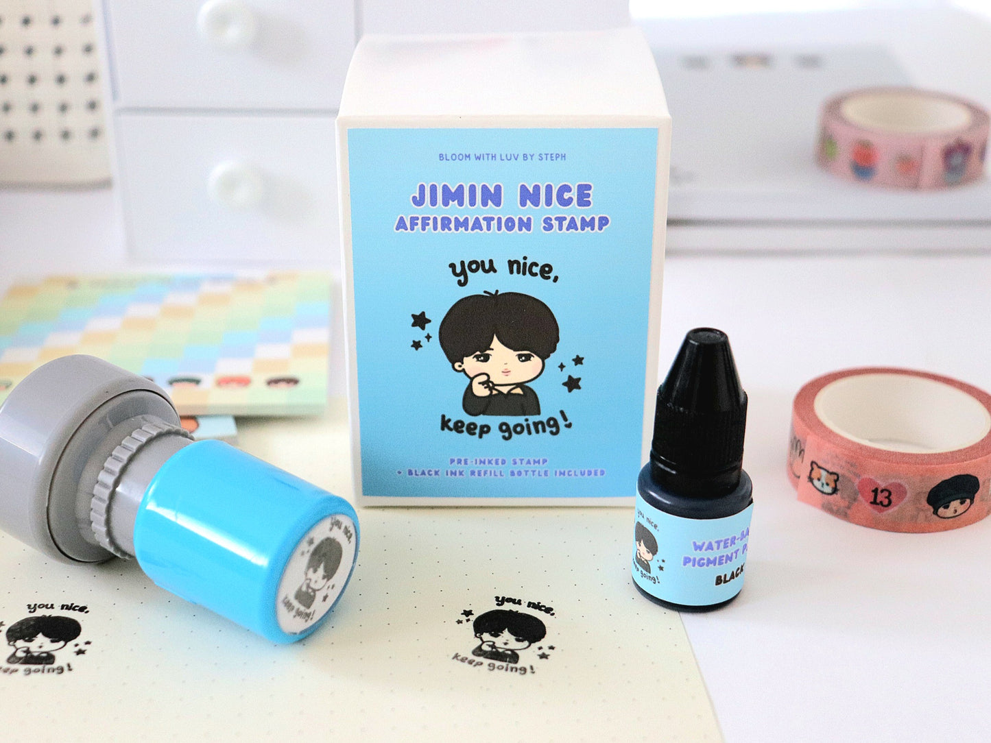 Jimin Nice Affirmation Self-Ink Stamp Set