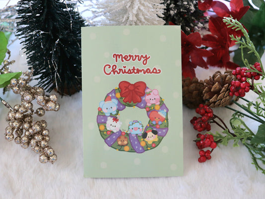 Minini Wreath Holiday Christmas Greeting Card