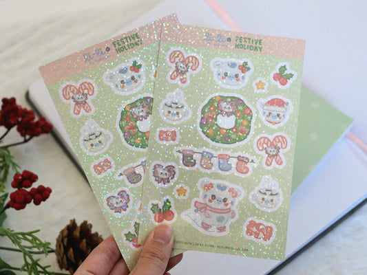 Li-Li Festive Holiday Glitter Deco Sticker Sheet