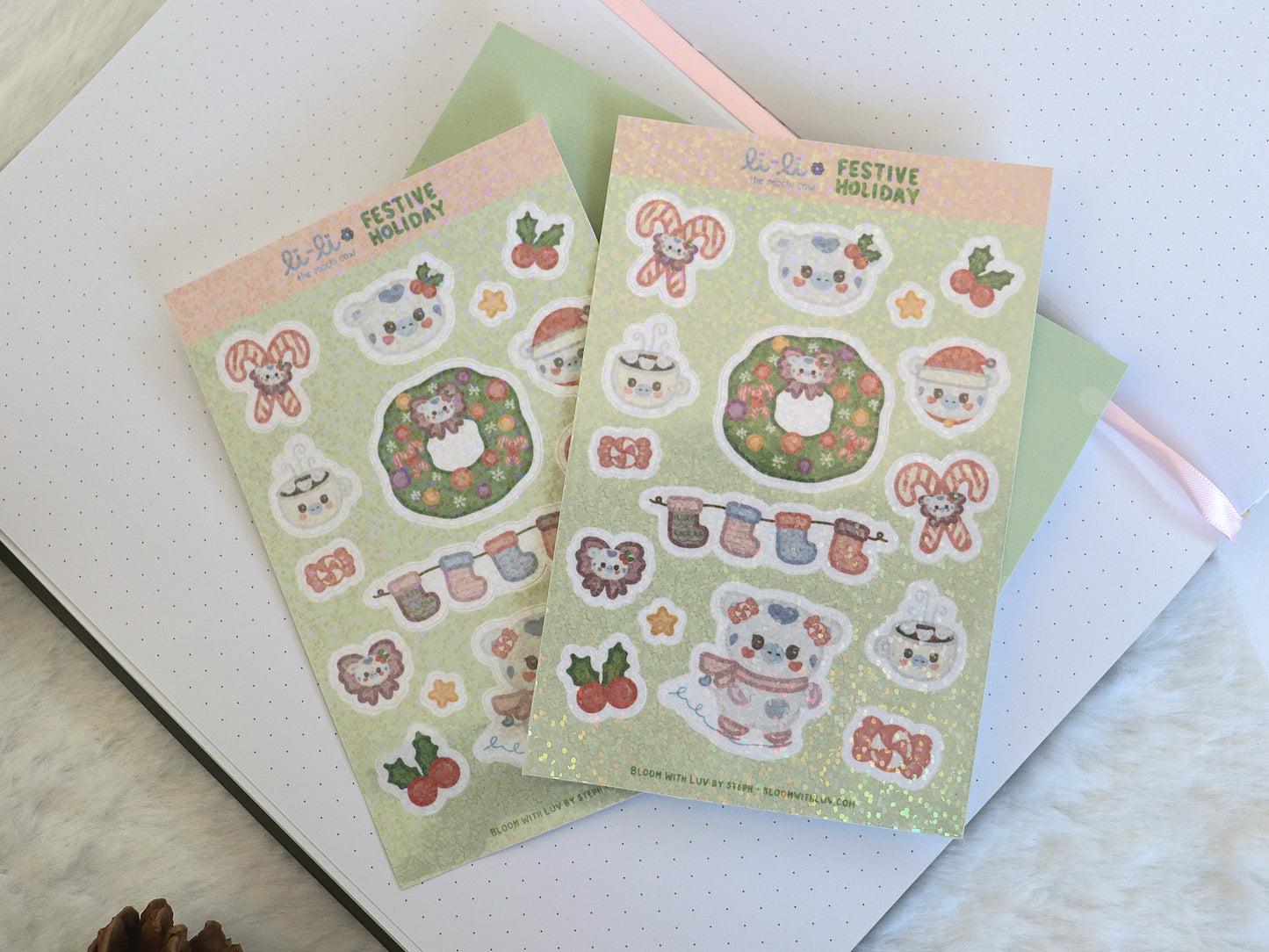 Li-Li Festive Holiday Glitter Deco Sticker Sheet