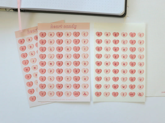 Alphabet Stickers - Heart Candy - Deco Sticker Sheet