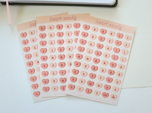 Alphabet Stickers - Heart Candy - Deco Sticker Sheet