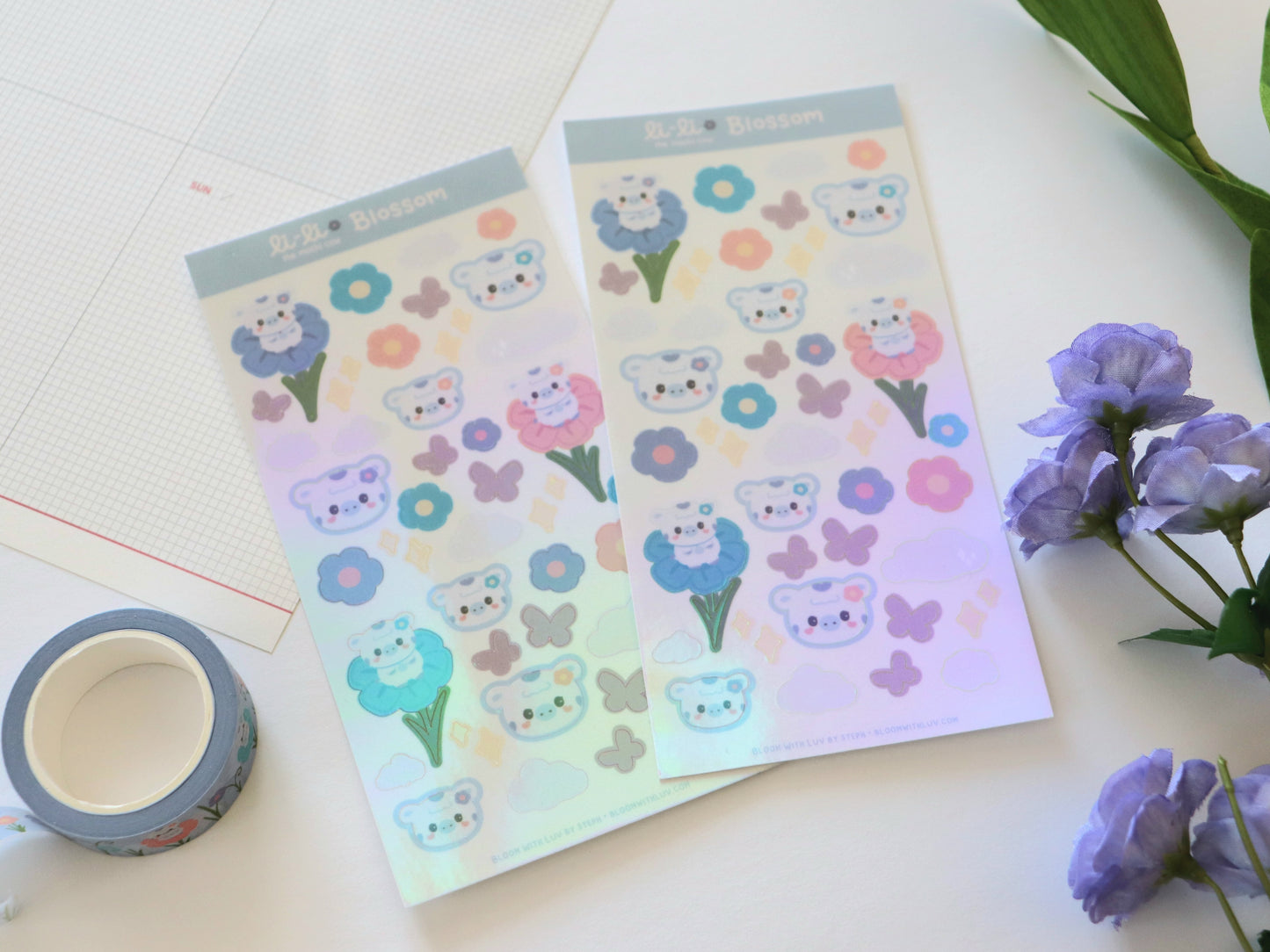 Li-Li Blossom Iridescent Holo Deco Sticker Sheet