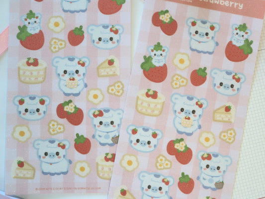 Li-Li Strawberry Glitter Deco Sticker Sheet
