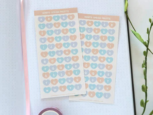 Alphabet Stickers - Spring Palette - Hearts and Flowers Deco Sticker Sheet