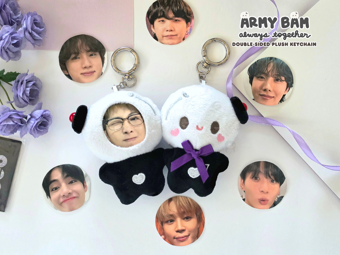 [PRE-ORDER] ARMY Bam Always Together Double-Sided Plush Keychain | Est. Ship Date: late August 2026 (read description)