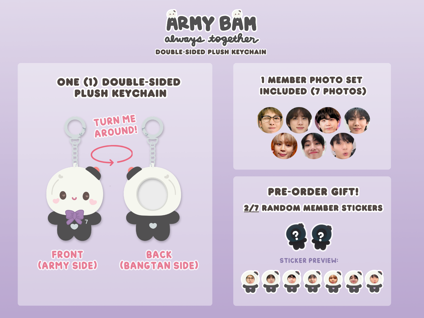[PRE-ORDER] ARMY Bam Always Together Double-Sided Plush Keychain | Est. Ship Date: late August 2026 (read description)