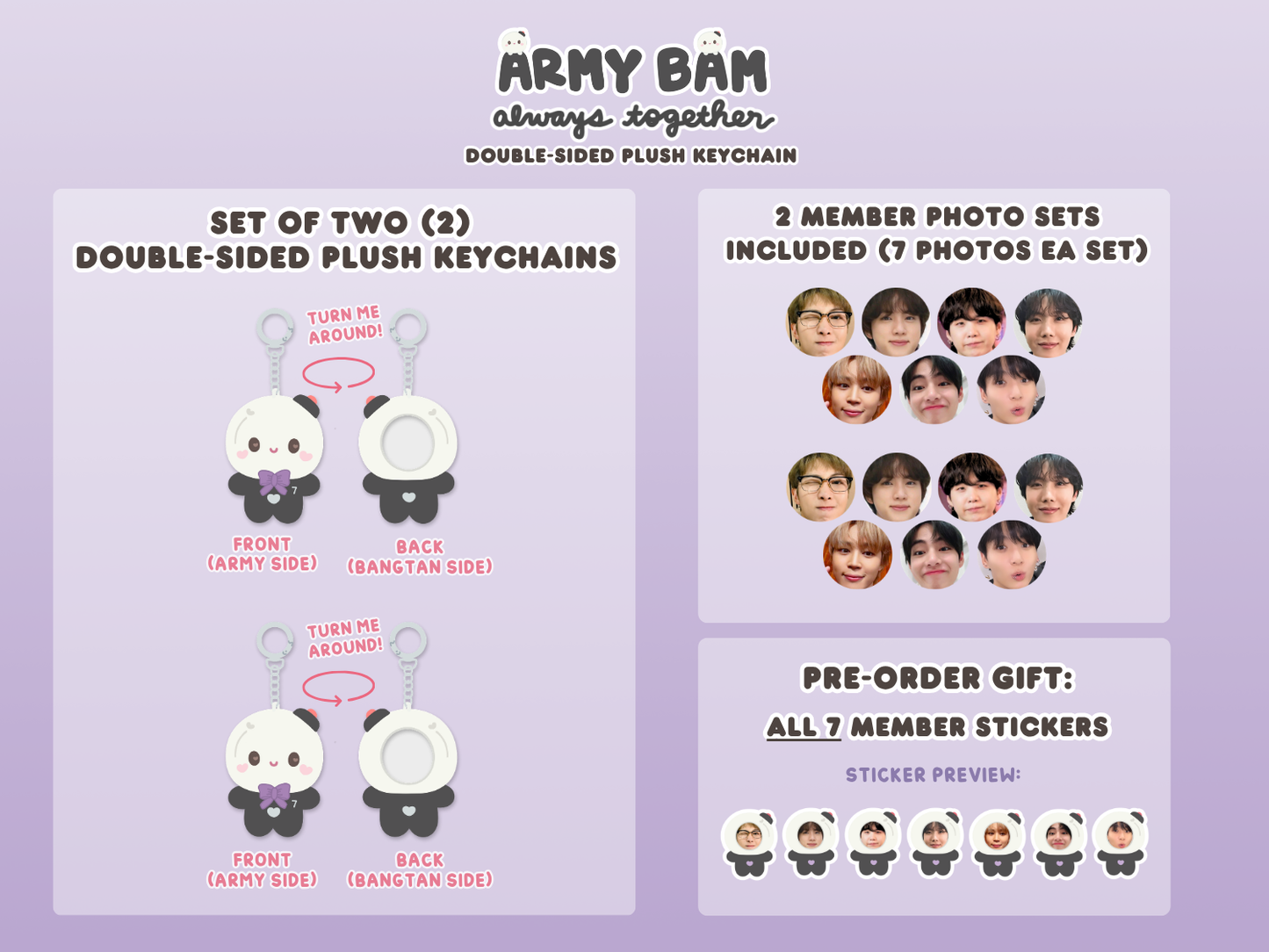 [PRE-ORDER] ARMY Bam Always Together Double-Sided Plush Keychain | Est. Ship Date: late August 2026 (read description)