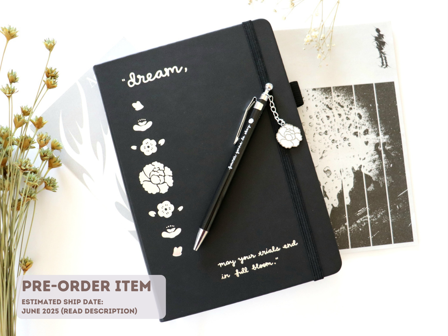 [PRE-ORDER] Yoongi Lotus Flower Journal and Charm Pen Set | Est. Ship Date: June 2025 (read description)