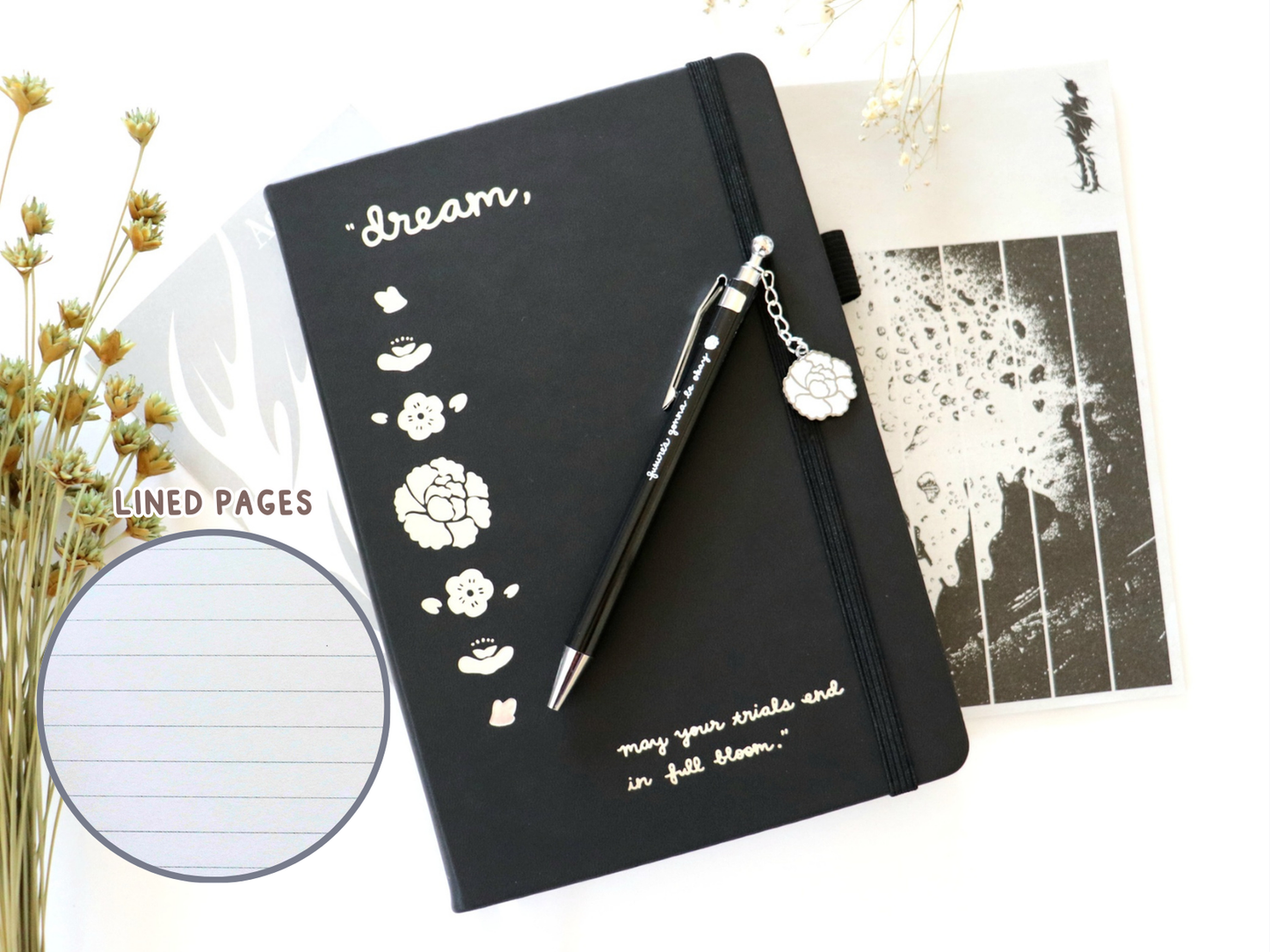 [PRE-ORDER] Yoongi Lotus Flower Journal and Charm Pen Set | Est. Ship Date: June 2025 (read description)