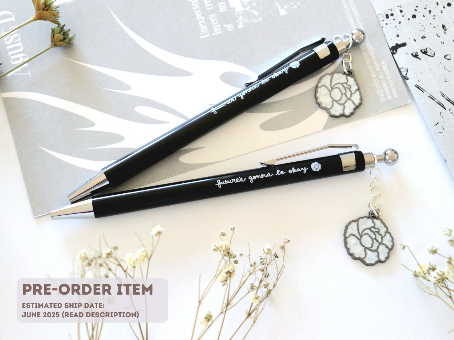 [PRE-ORDER] Yoongi Lotus Flower Charm Pen | Est. Ship Date: June 2025 (read description)