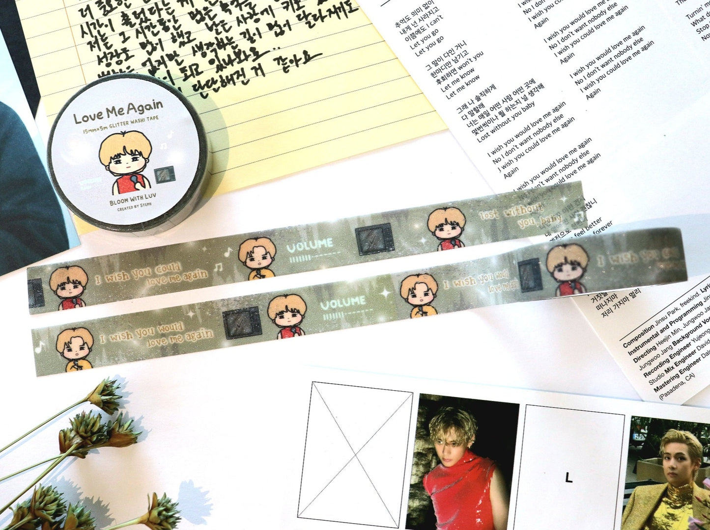 Taehyung Love Me Again Glitter Washi Tape