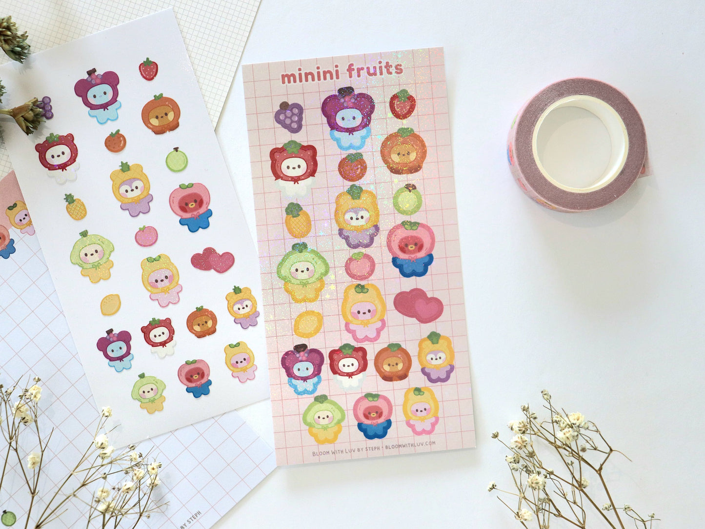 Minini Fruits Glitter Deco Sticker Sheet