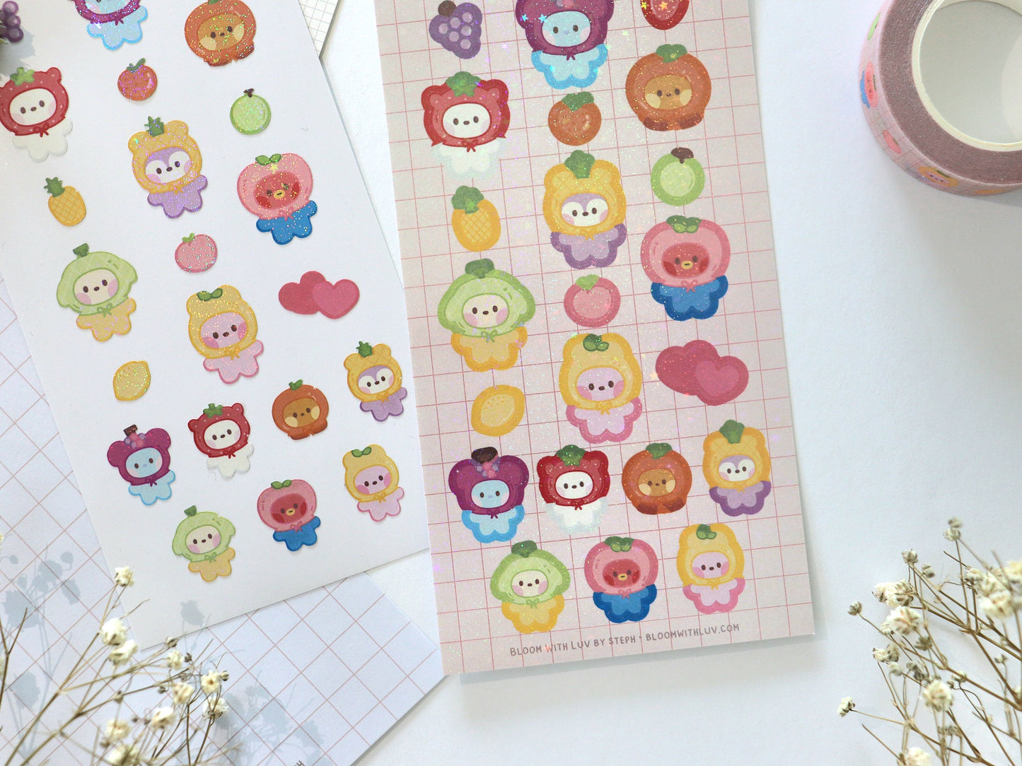 Minini Fruits Glitter Deco Sticker Sheet