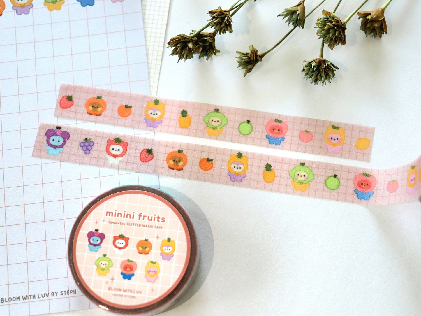 Minini Fruits Glitter Washi Tape