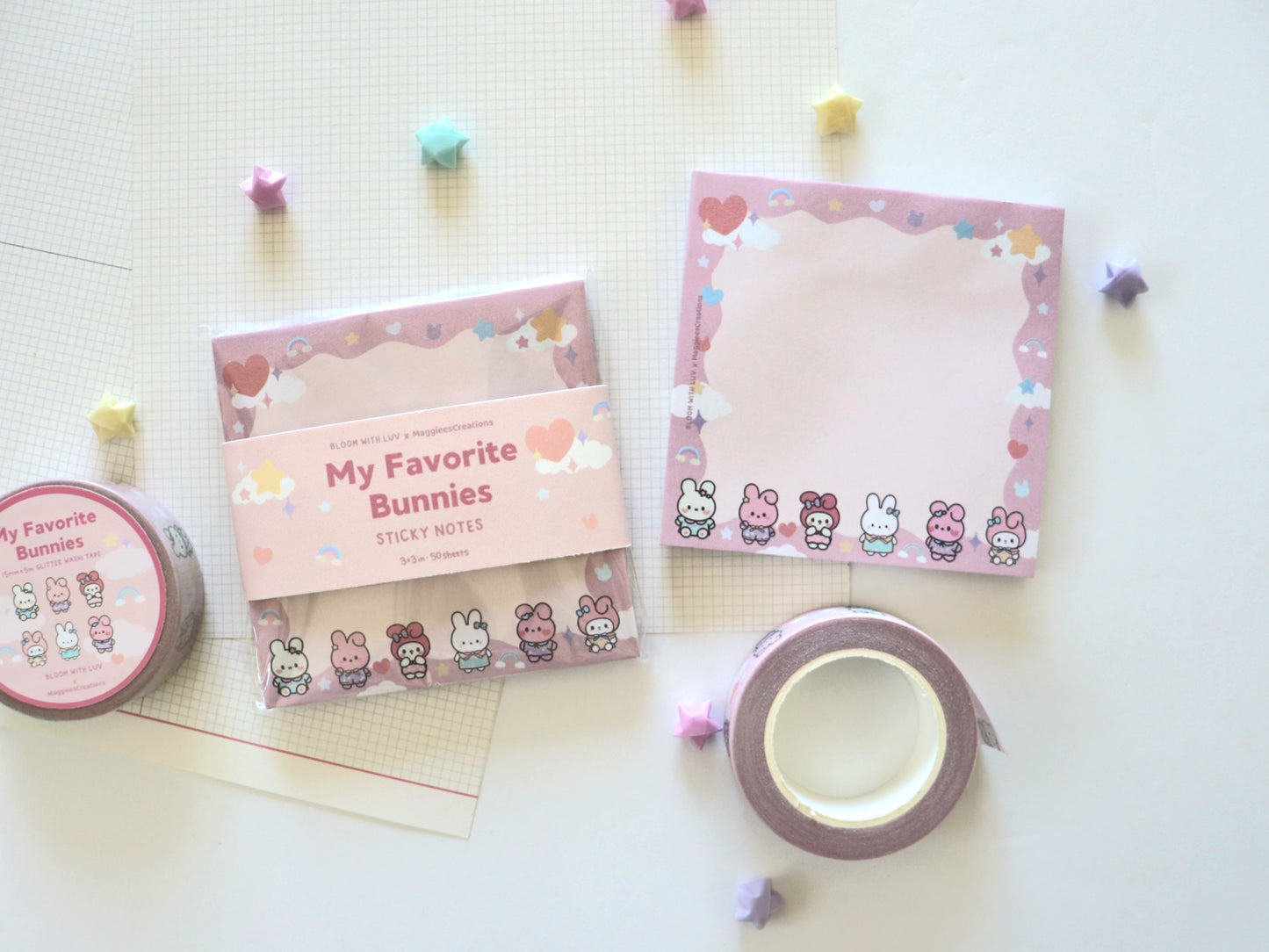 My Favorite Bunnies Sticky Notes Pad - Bloom With Luv x MaggieesCreations Collab