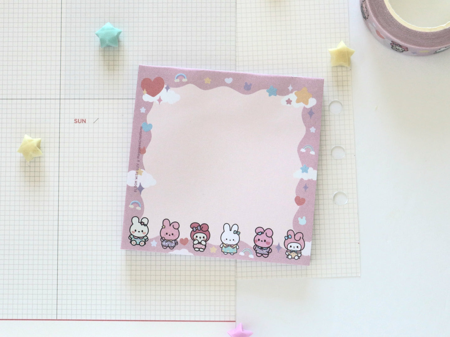 My Favorite Bunnies Sticky Notes Pad - Bloom With Luv x MaggieesCreations Collab