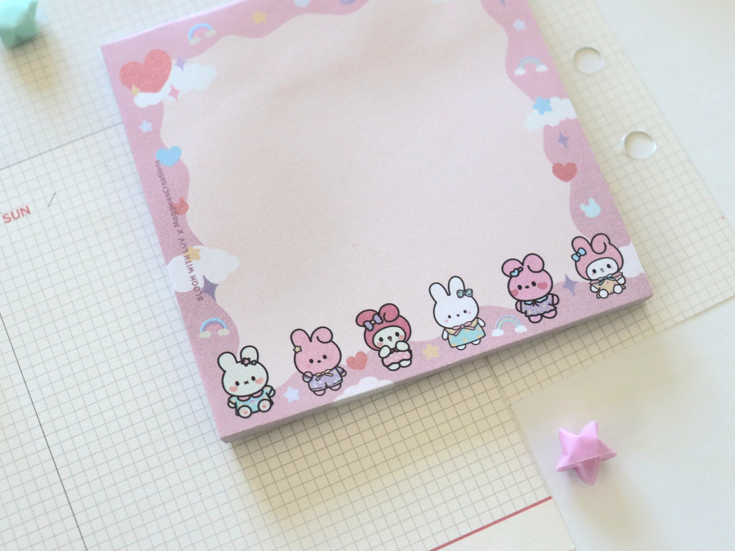 My Favorite Bunnies Sticky Notes Pad - Bloom With Luv x MaggieesCreations Collab