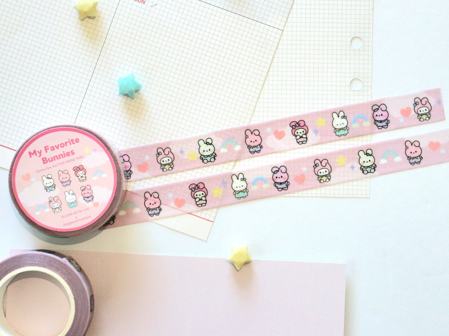 My Favorite Bunnies Glitter Washi Tape - Bloom With Luv x MaggieesCreations Collab