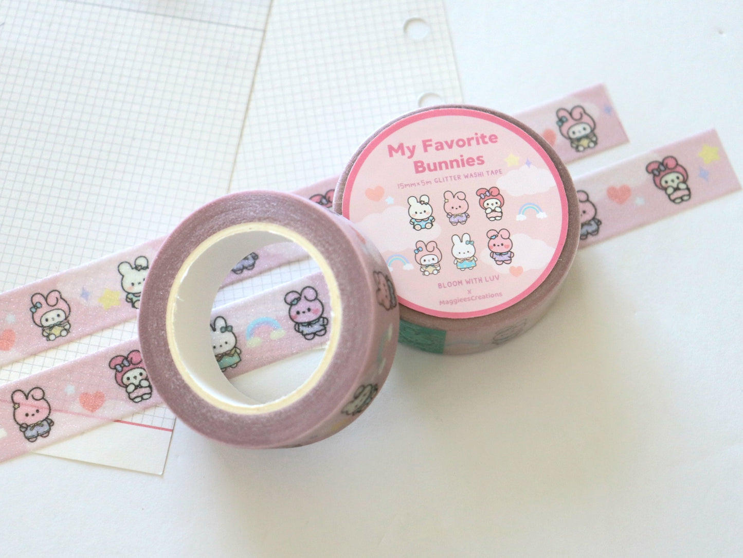 My Favorite Bunnies Glitter Washi Tape - Bloom With Luv x MaggieesCreations Collab