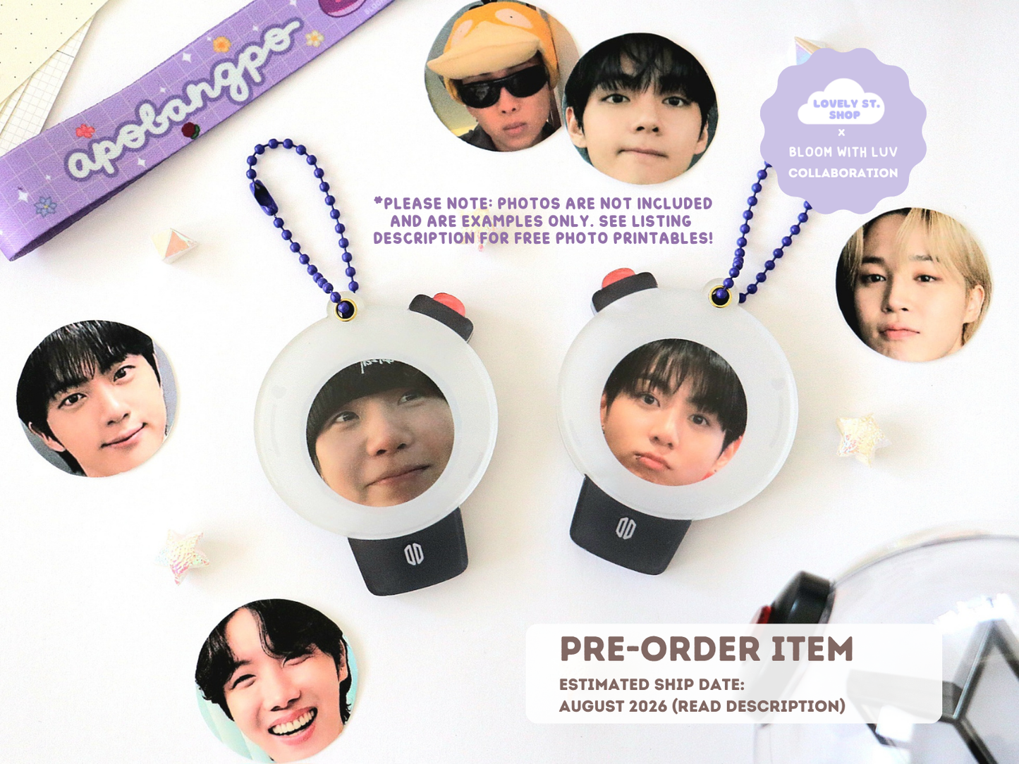 [PRE-ORDER] ARMY Light Stick Acrylic Photo Holder - Lovely St. Shop x Bloom With Luv Collab | Est. Ship Date: August 2026 (read description)