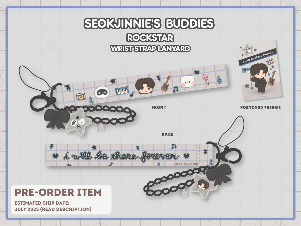 [PRE-ORDER] Seokjinnie's Buddies Rockstar Wrist Strap Lanyard Keychain | Est. Ship Date: July 2025 (read description)