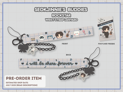 [PRE-ORDER] Seokjinnie's Buddies Rockstar Wrist Strap Lanyard Keychain | Est. Ship Date: July 2025 (read description)