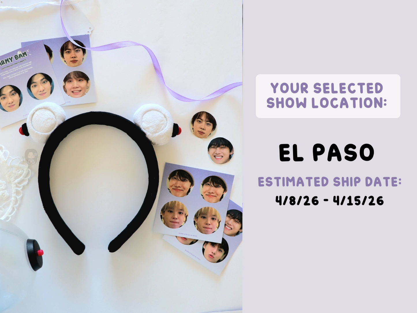 [PRE-ORDER] ARMY Bam Photo Plush Headband | Est. Ship Date: April - May 2026 (read description)