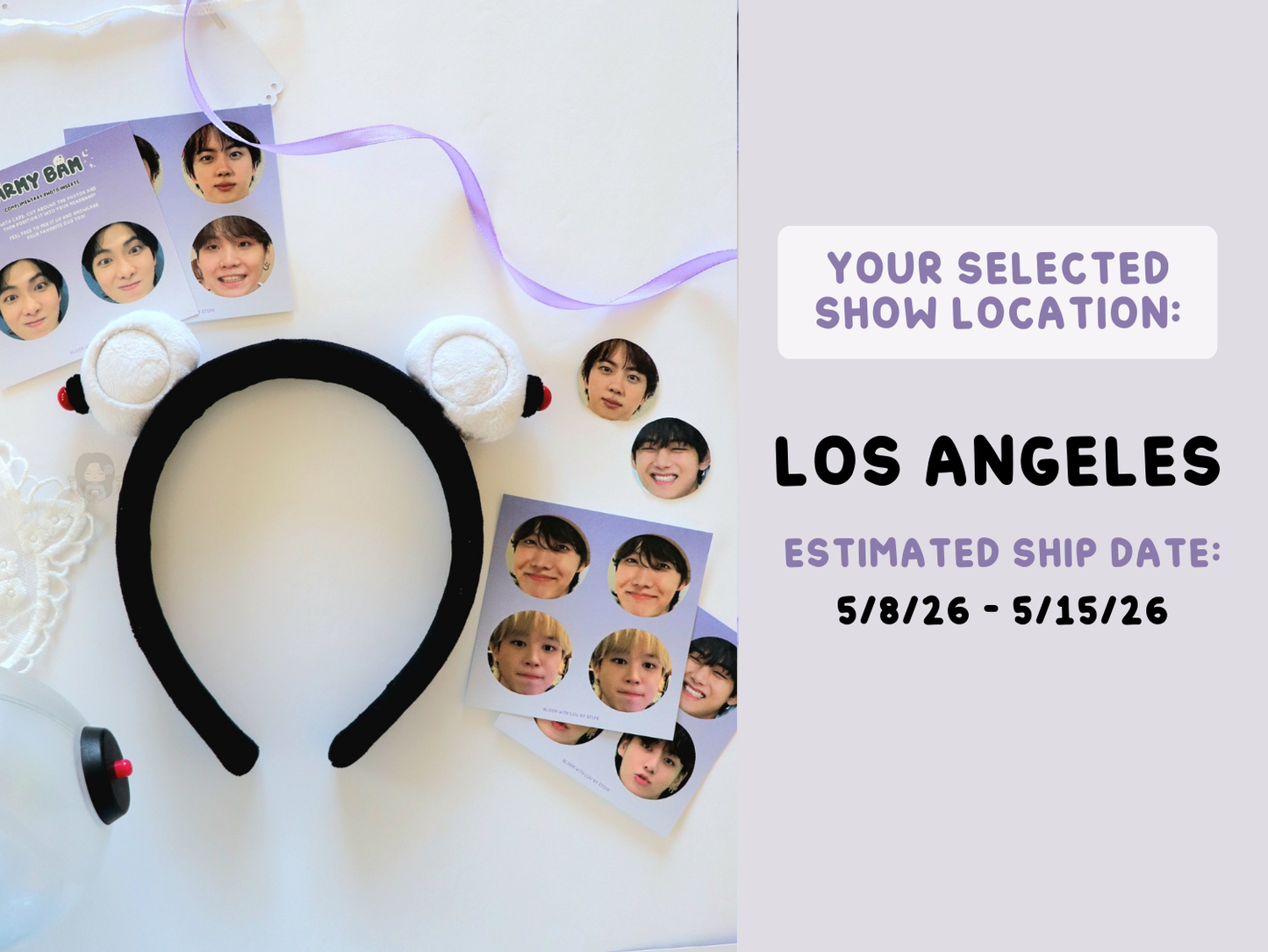 [PRE-ORDER] ARMY Bam Photo Plush Headband | Est. Ship Date: April - May 2026 (read description)