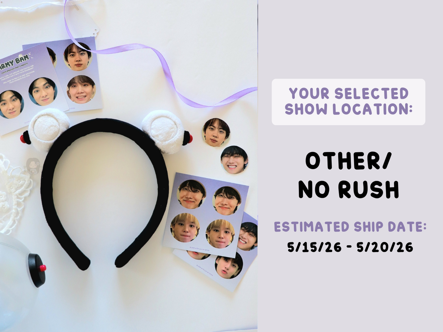 [PRE-ORDER] ARMY Bam Photo Plush Headband | Est. Ship Date: April - May 2026 (read description)