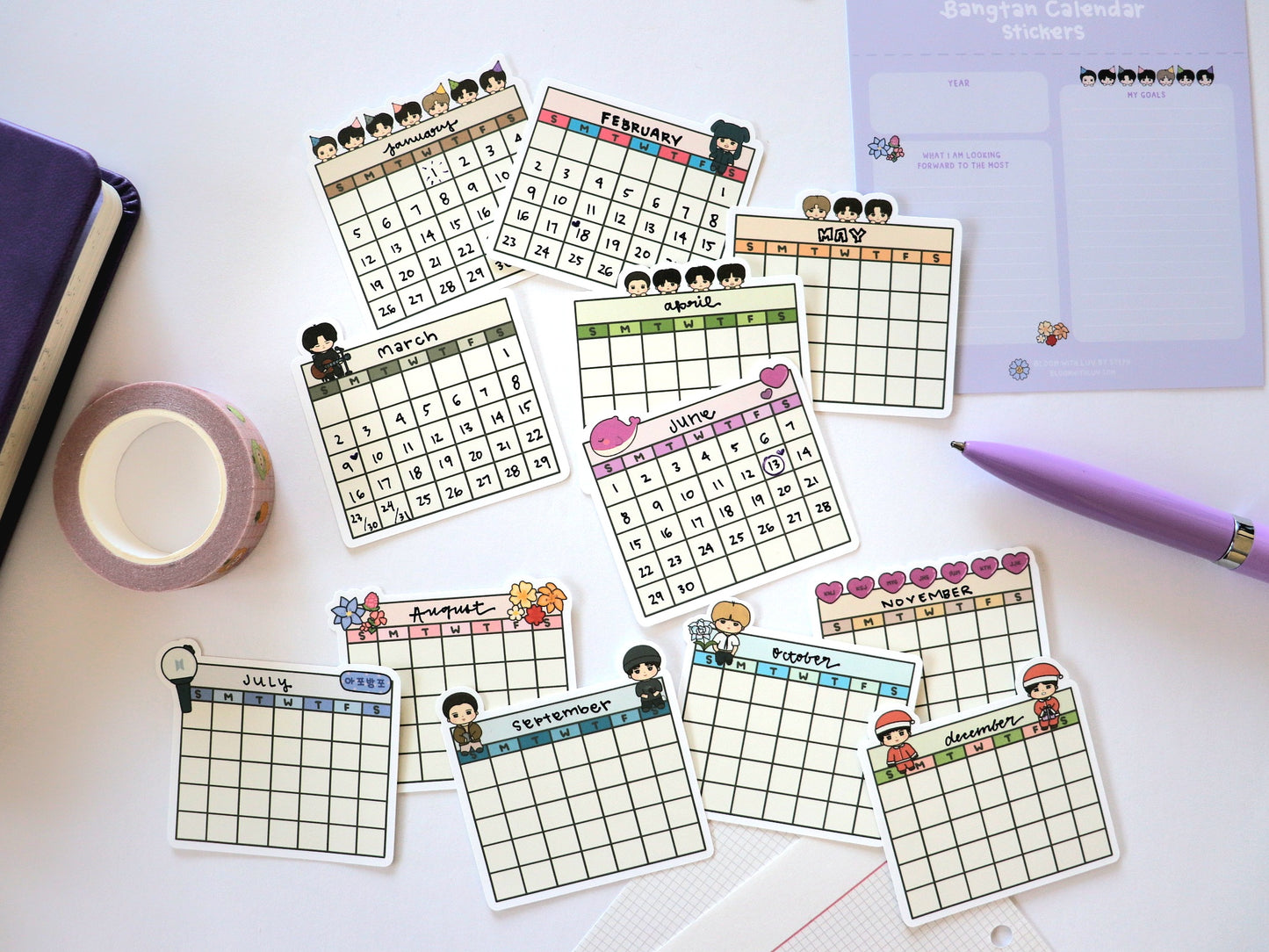 Bangtan Blank Calendar Sticker Pack