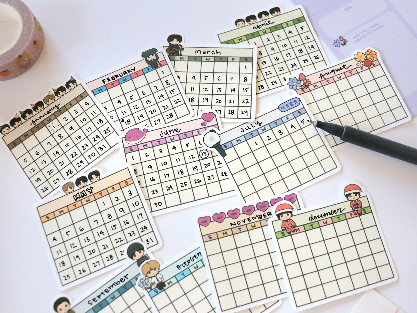 Bangtan Blank Calendar Sticker Pack