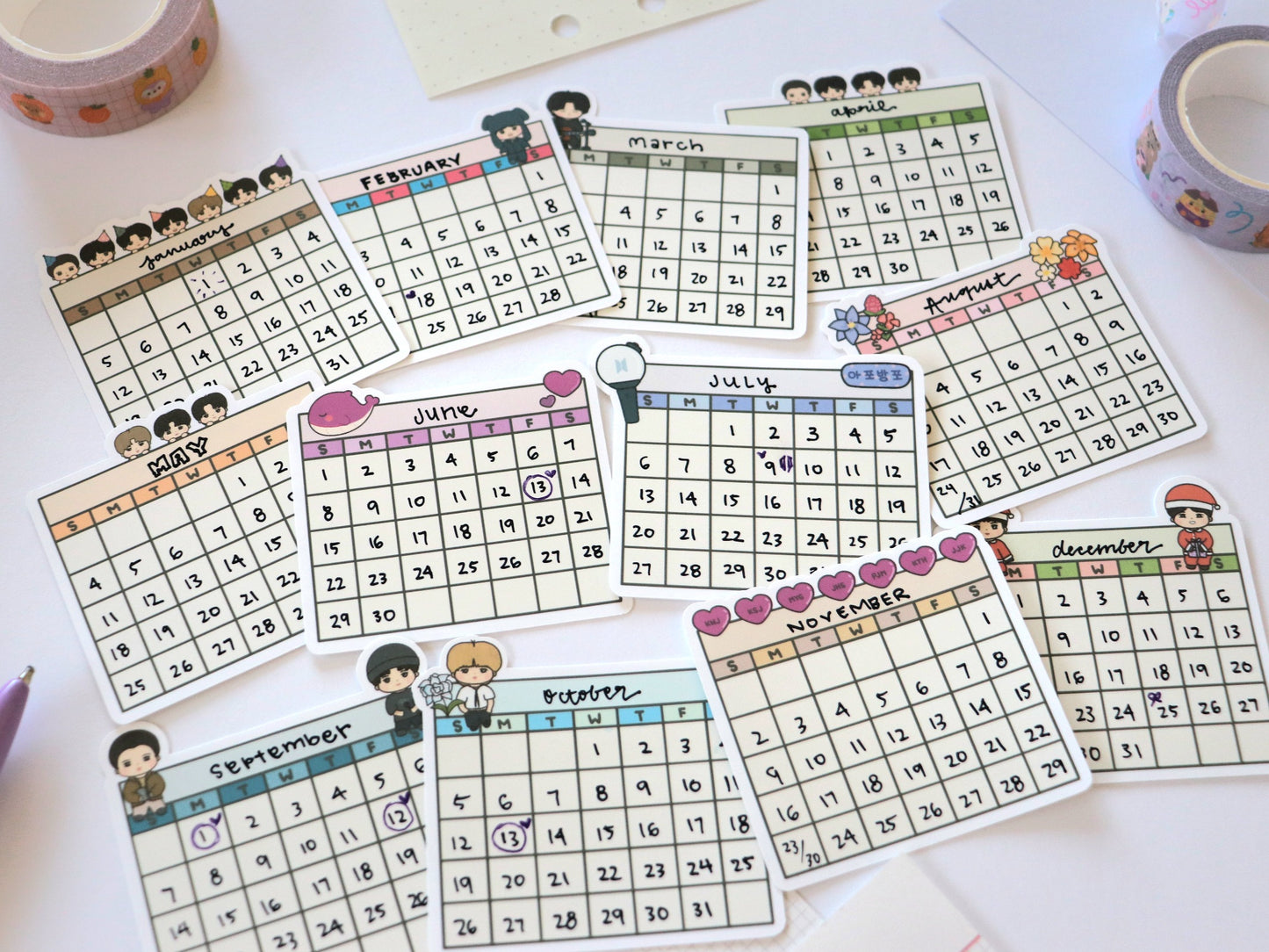 Bangtan Blank Calendar Sticker Pack