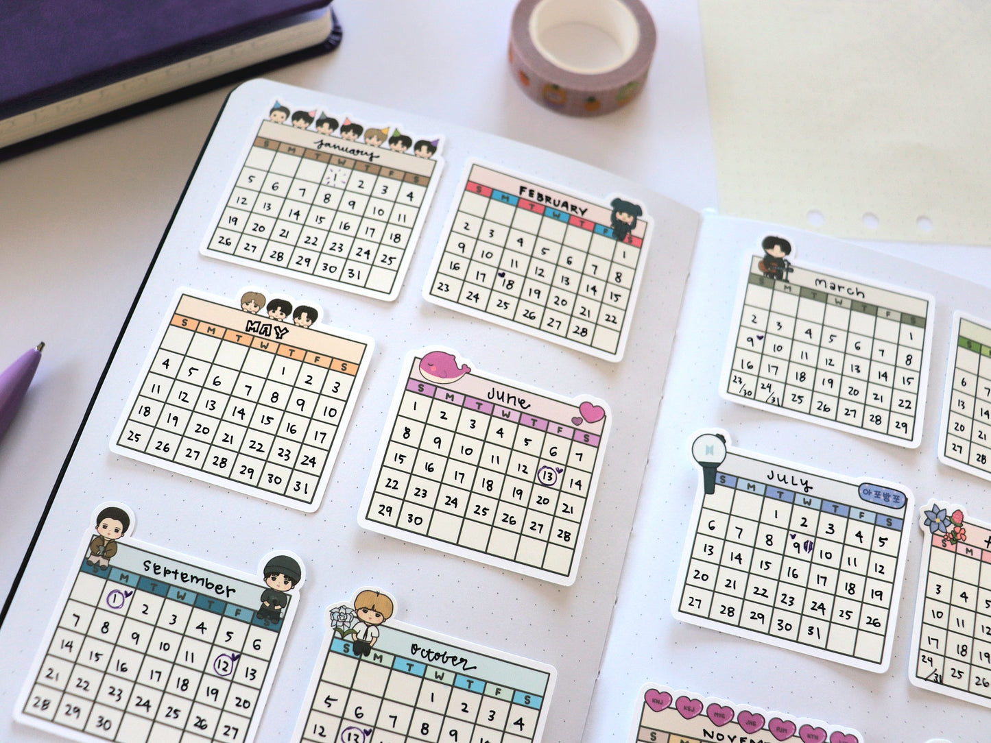 Bangtan Blank Calendar Sticker Pack