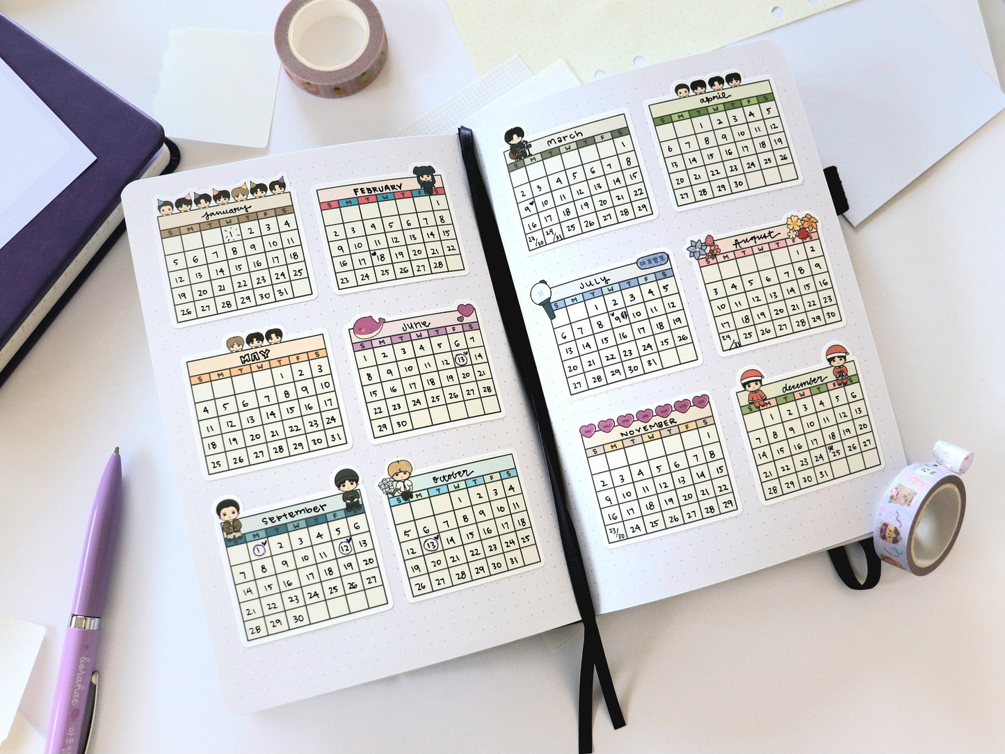 Bangtan Blank Calendar Sticker Pack