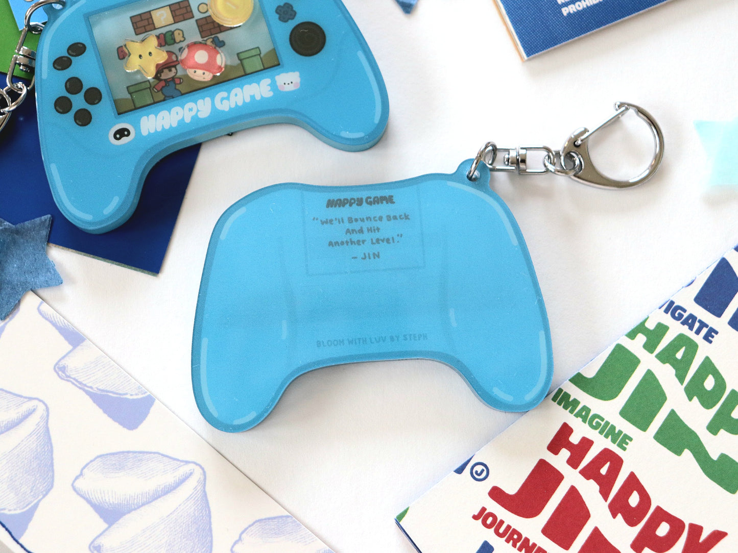 Jin Happy Game Shaker Keychain