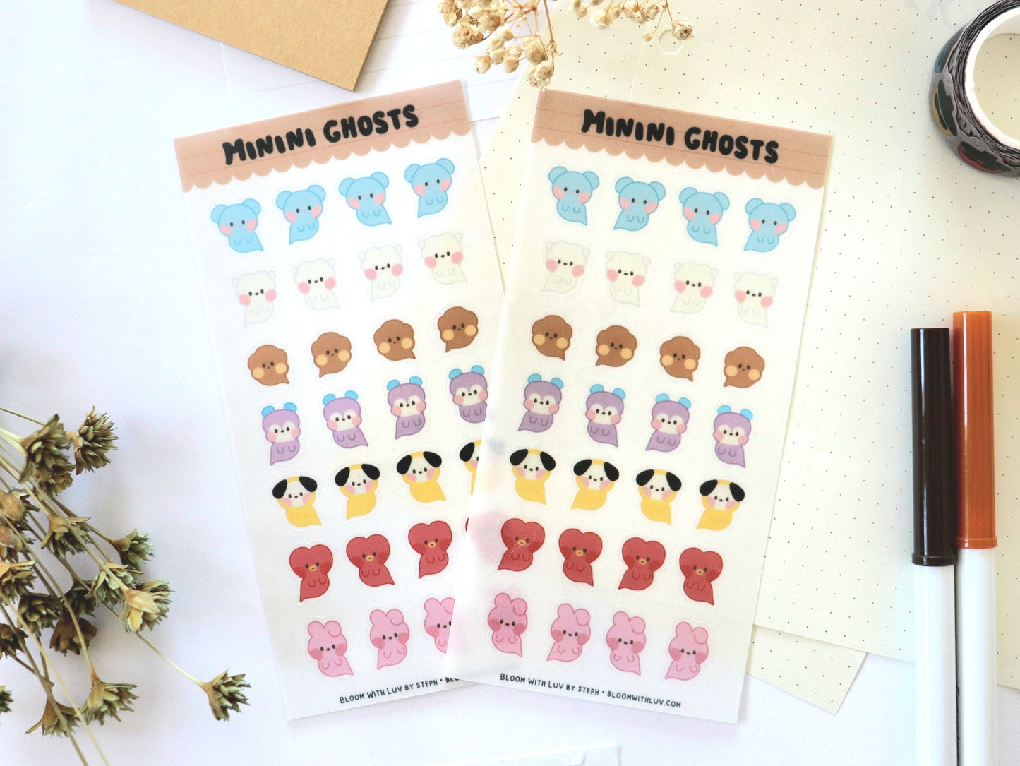 Minini Ghosts Translucent Deco Sticker Sheet