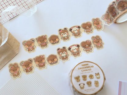 Minini Gingerbread Cookies Die Cut Washi Tape