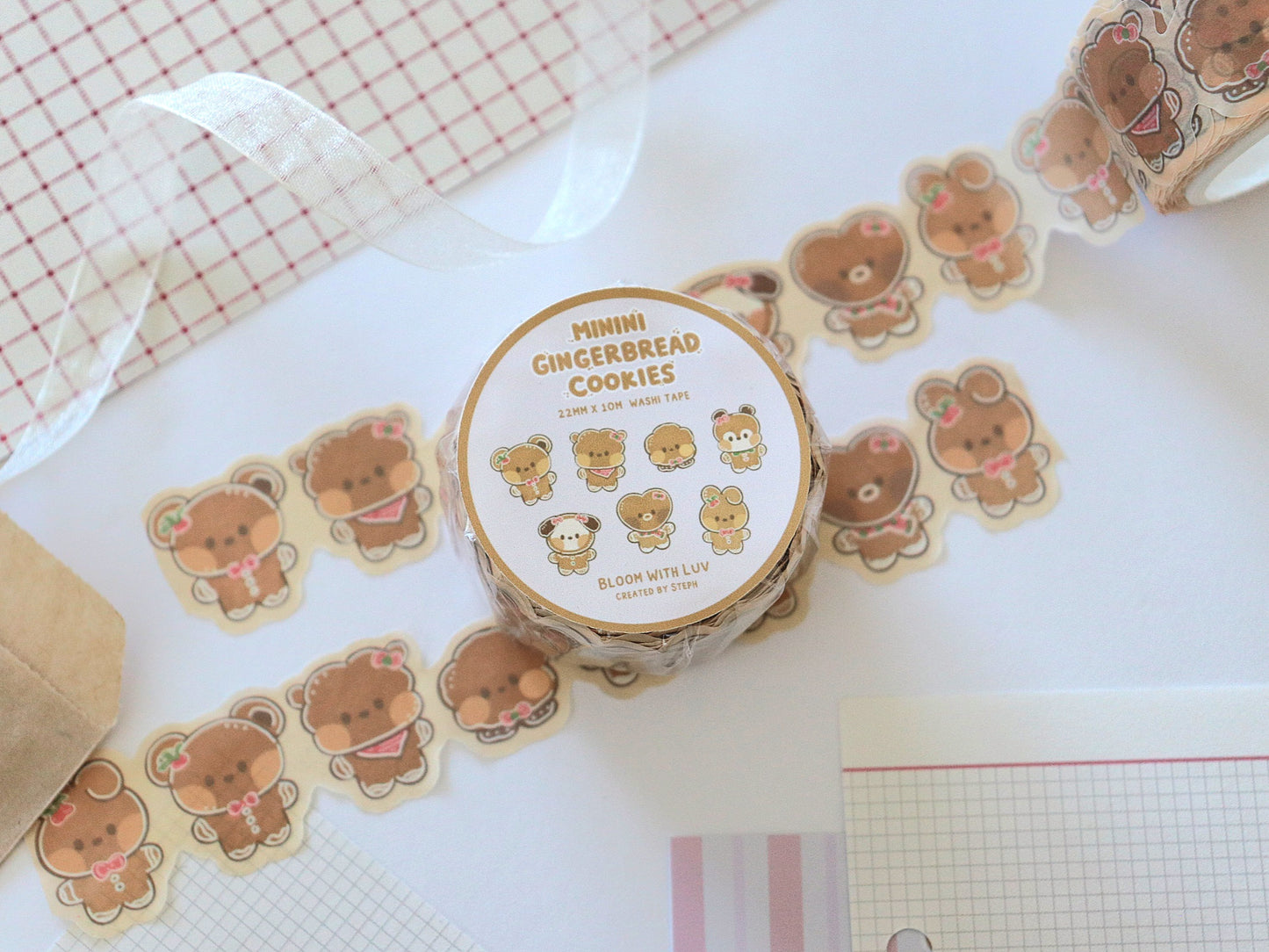 Minini Gingerbread Cookies Die Cut Washi Tape