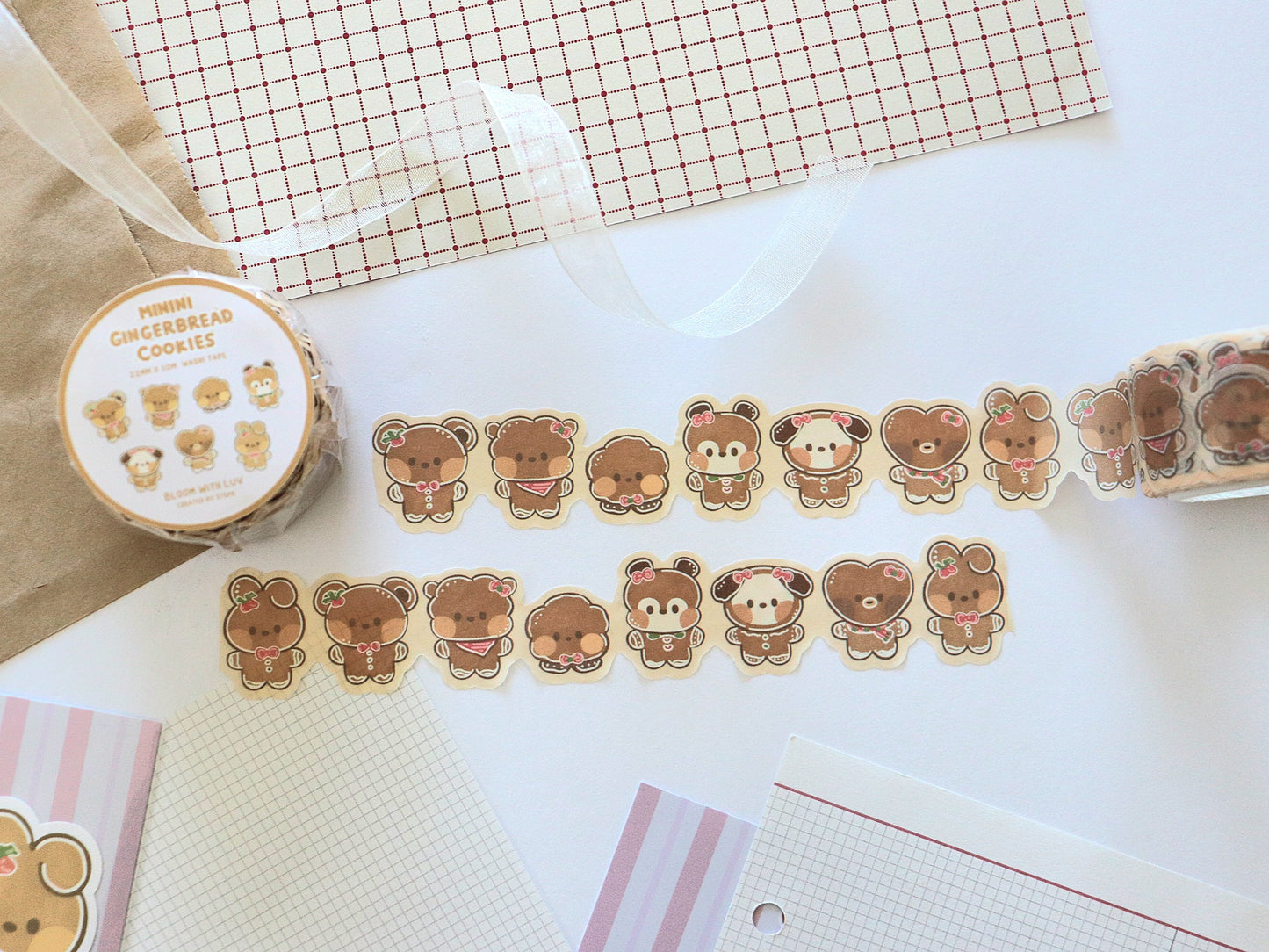 Minini Gingerbread Cookies Die Cut Washi Tape