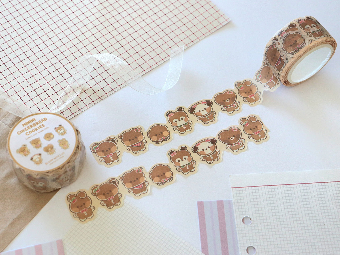 Minini Gingerbread Cookies Die Cut Washi Tape