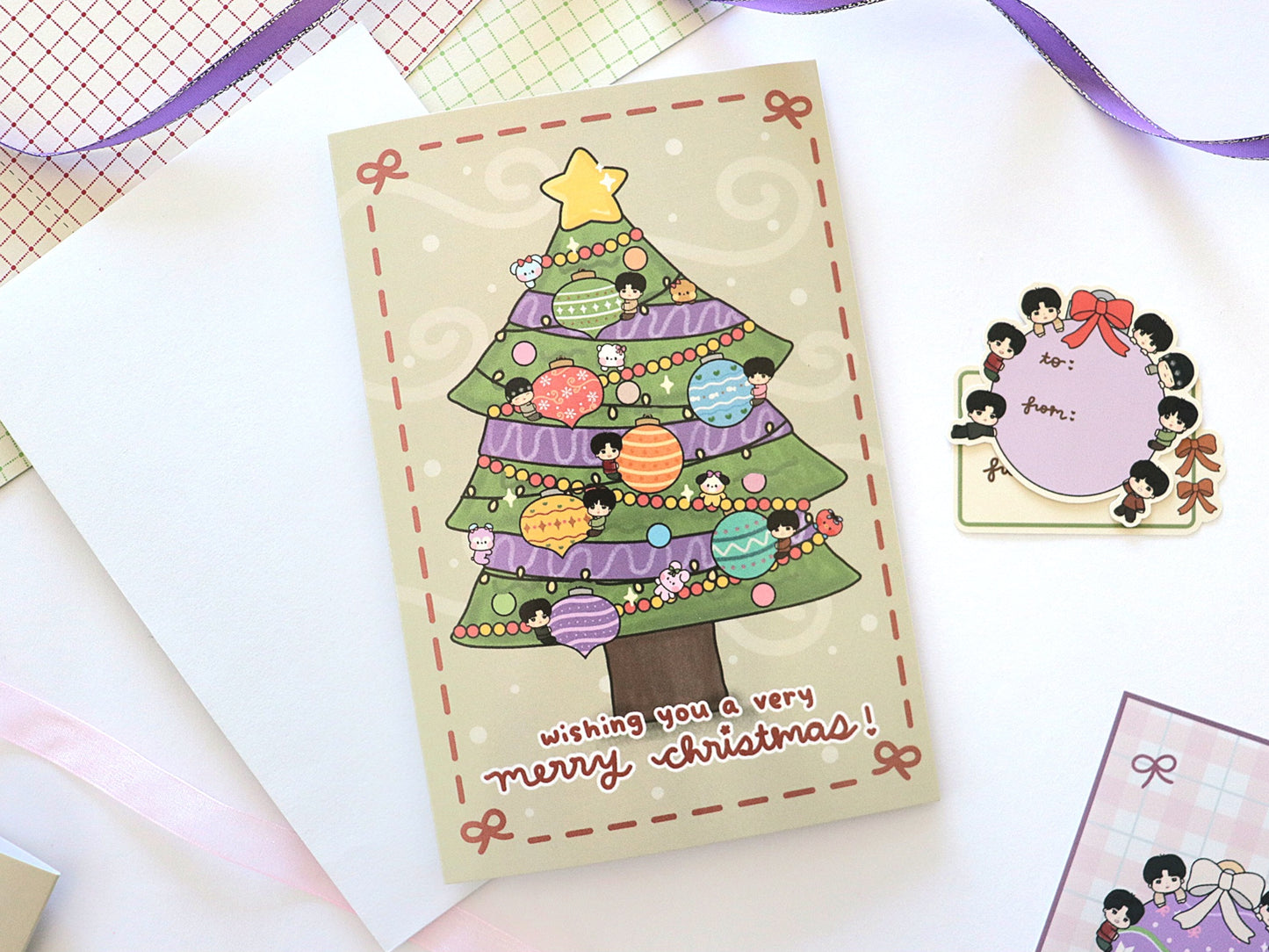 Bangtan Ornaments Christmas Tree Greeting Card