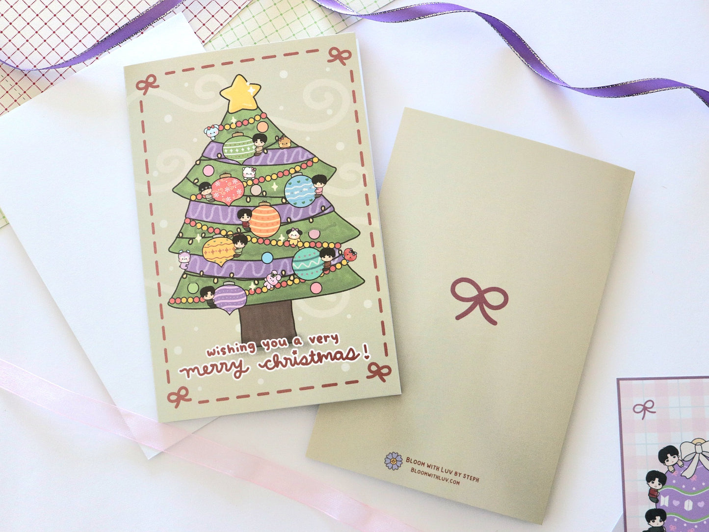Bangtan Ornaments Christmas Tree Greeting Card
