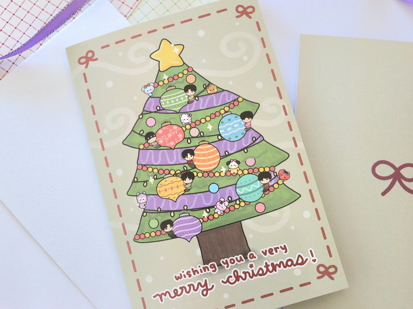 Bangtan Ornaments Christmas Tree Greeting Card