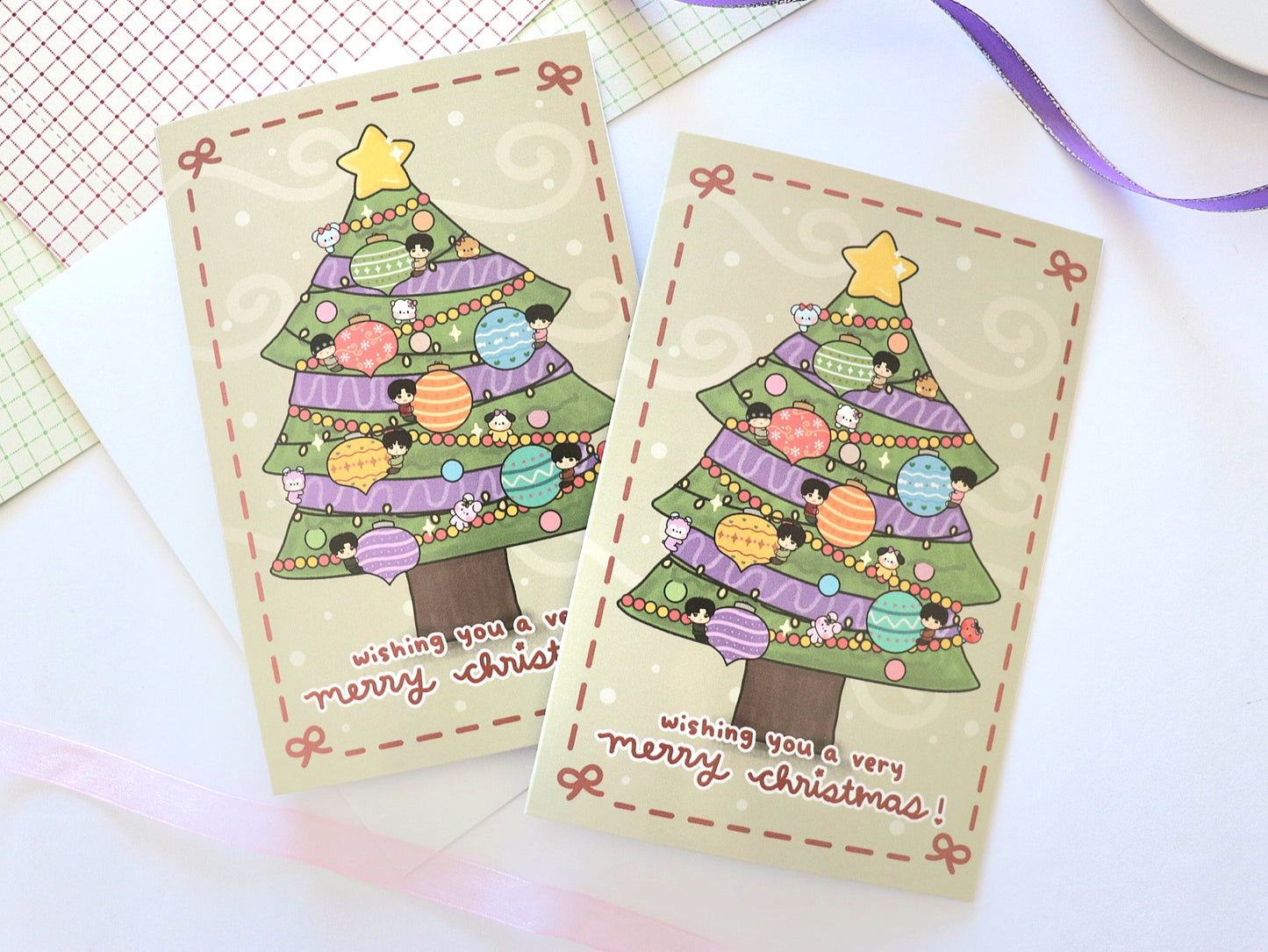 Bangtan Ornaments Christmas Tree Greeting Card
