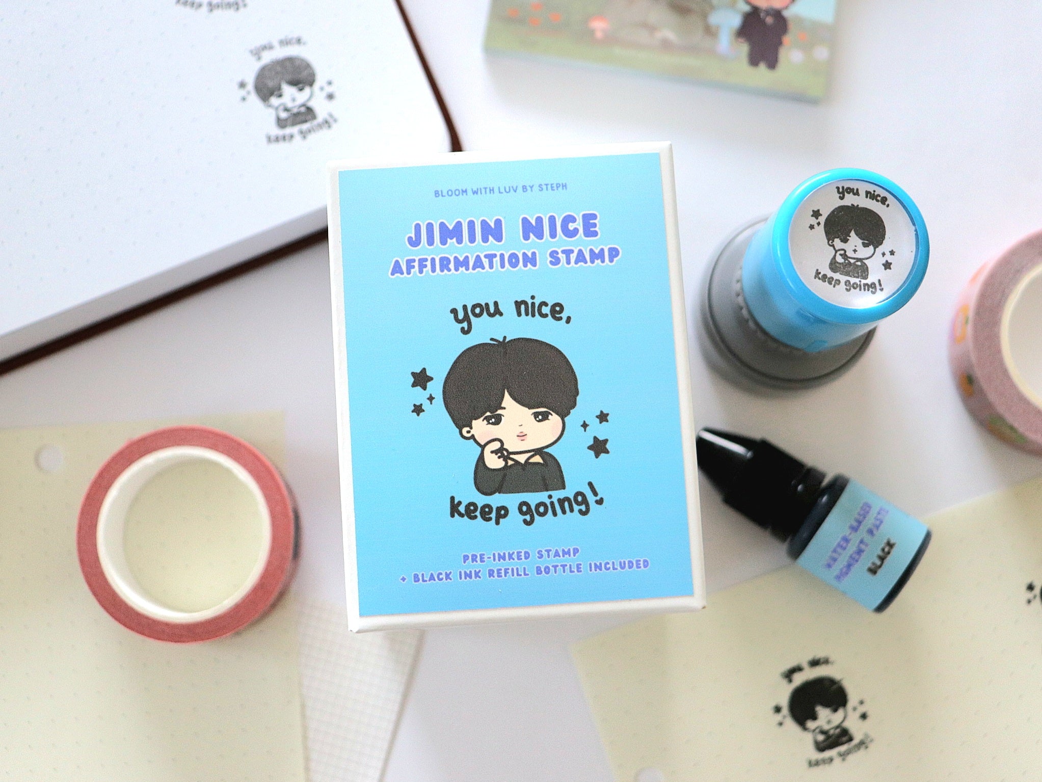 Jimin Nice Affirmation Self-Ink Stamp Set – Bloom With Luv
