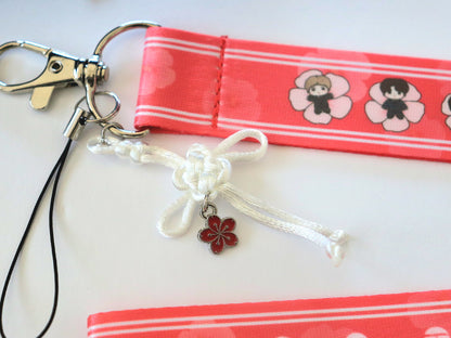 Mugunghwa (Hibiscus) Wrist Strap Lanyard Keychain