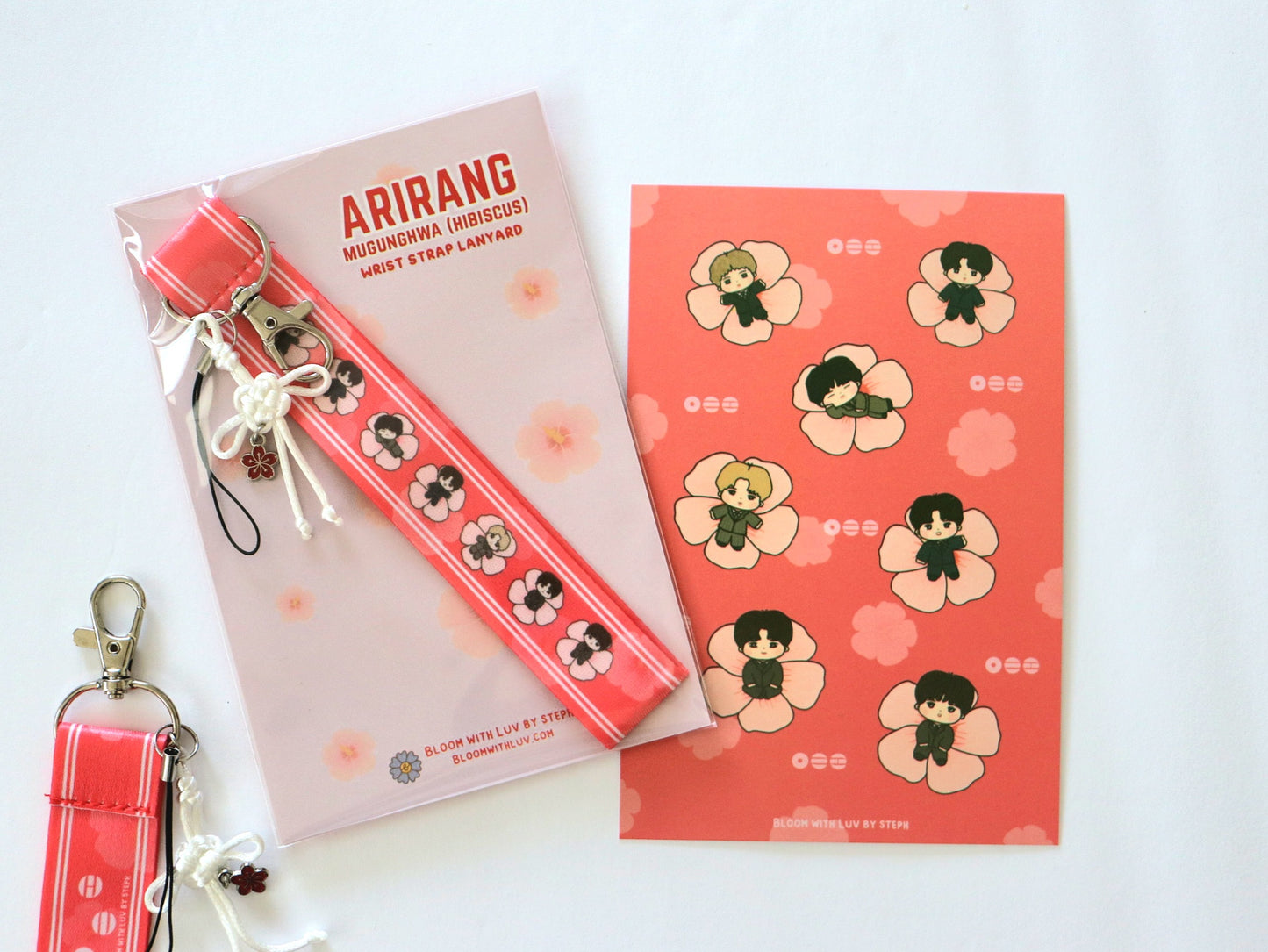 Mugunghwa (Hibiscus) Wrist Strap Lanyard Keychain